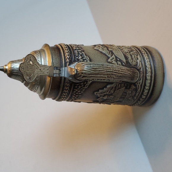 Vintage West Germany Stoneware Gerzit Pewter Lidded Stein - Picture 3 of 14